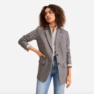 EVERLANE Wool Herringbone Oversized Blazer Gray {A25}